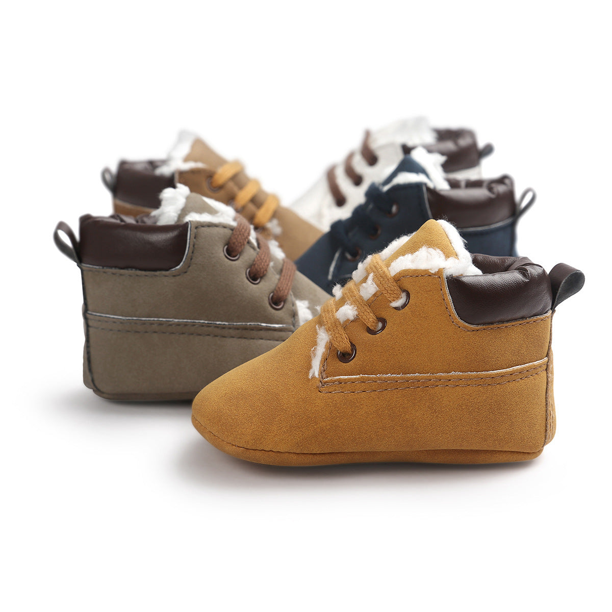 Oluuu. Winter Baby Jungen Schuhe – Suede Leder Sneakers, Anti-Rutsch, weiche Sohle, Schnür Snow Boots für Kleinkinder