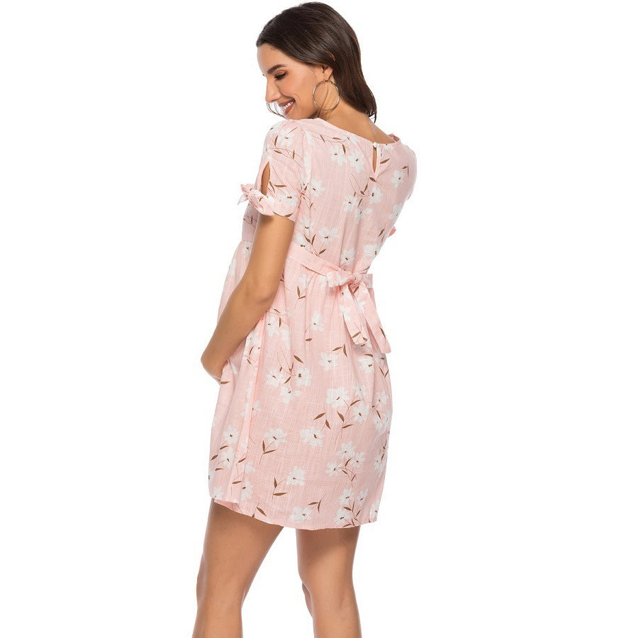 Oluuu. Neue Blusen-Optik Sommerkleid für Schwangere - mittel lang