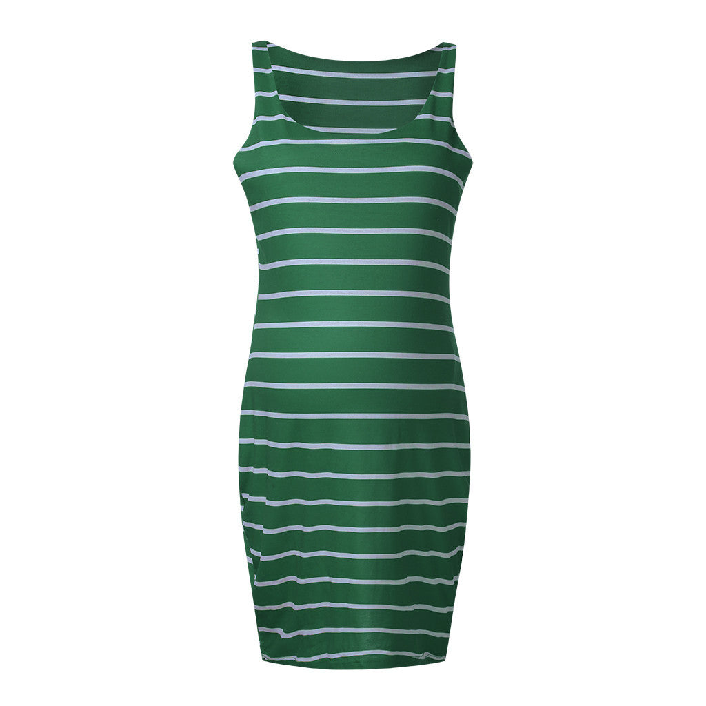 Oluuu. Gestreiftes Umstands-Kleid – Bequemes Maternity Vest Dress für Schwangere