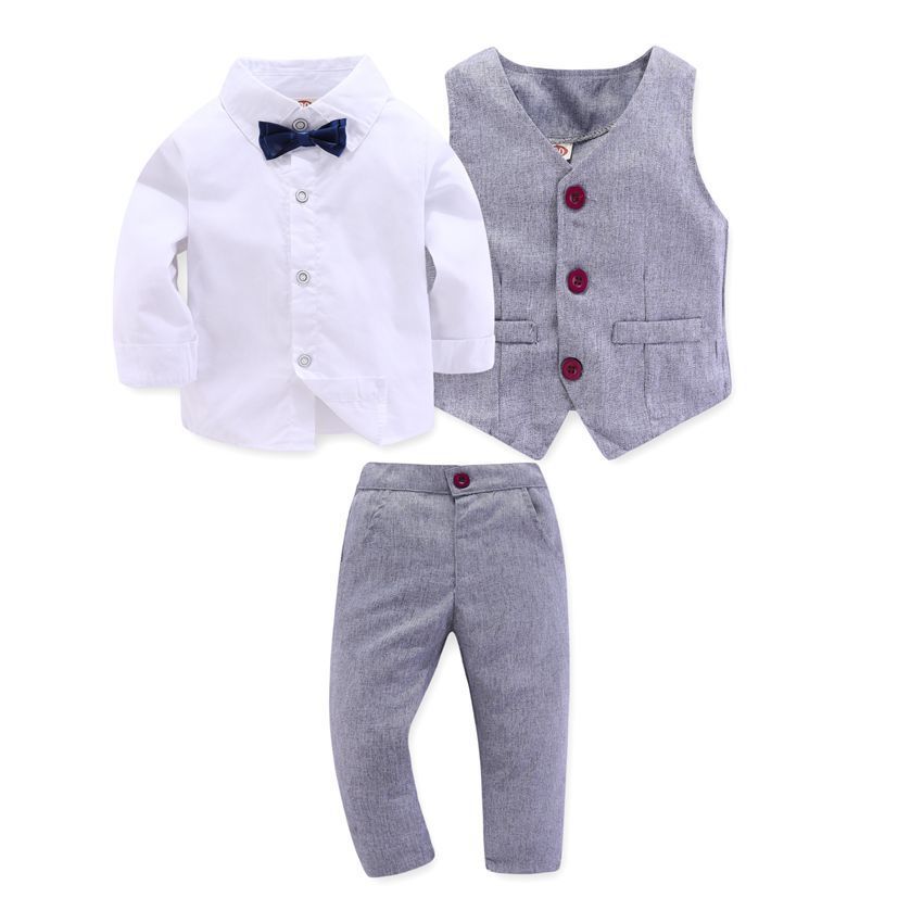 Oluuu. Kinderbekleidung Frühling und Herbst Neu Jungs Gentleman Drei-Teiliges Set Weste, Fliege, Hemd und Hose