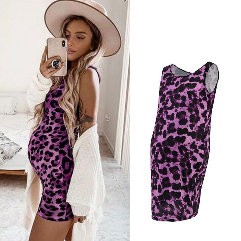Oluuu. Leopard Sommerkleid für Schwangere – Ärmellos & Stilvoll