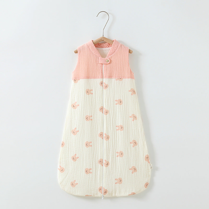 Oluuu. Baby Schlafsack – Doppelter Lagen Patchwork Schlafsack mit Stehkragen und Mull-Weste
