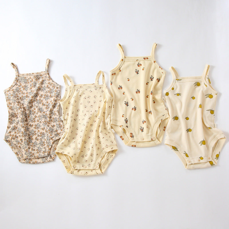 Oluuu. Sommer Ins Style Baby Sling Romper – Baumwoll-Einteiler mit Druckmuster