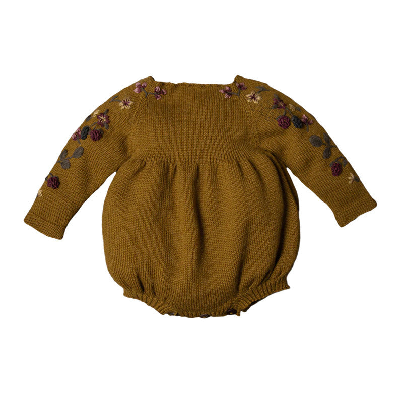 Oluuu. Baby Langarm Kleid mit Stickerei – Woll-Wickel für den Po