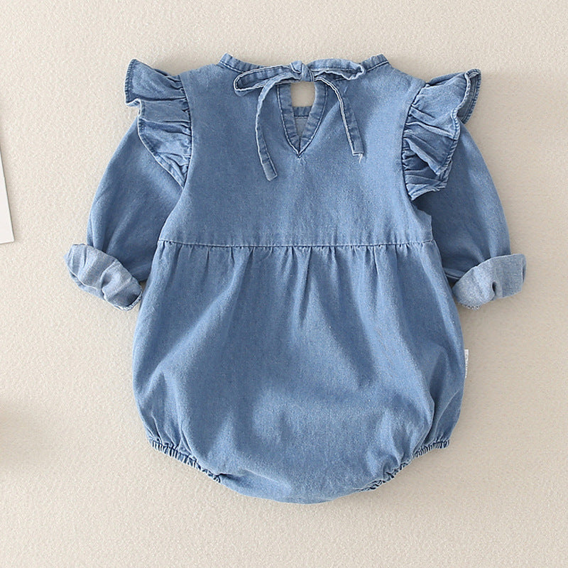 Oluuu. Mädchen Baby Jeans – Triangularer Kletteranzug