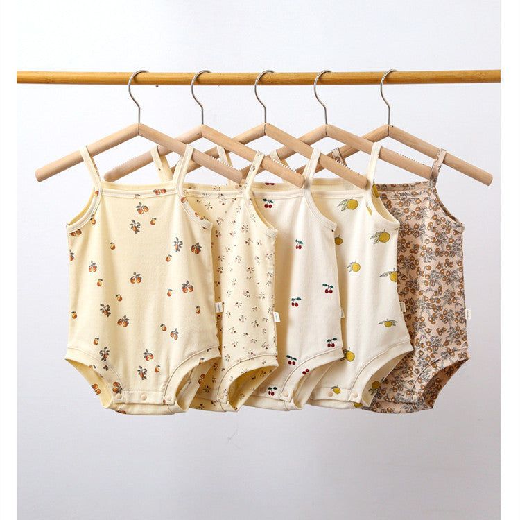 Oluuu. Sommer Ins Style Baby Sling Romper – Baumwoll-Einteiler mit Druckmuster
