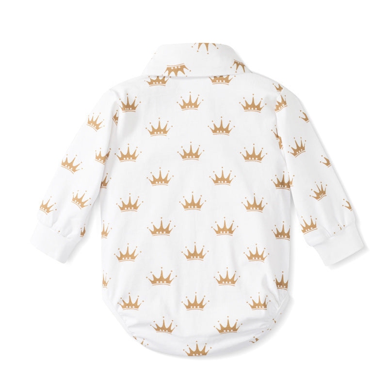 Oluuu. Baby Jungen Gentleman Outfit – Langarm Romper mit Hose und Dreiecksmuster