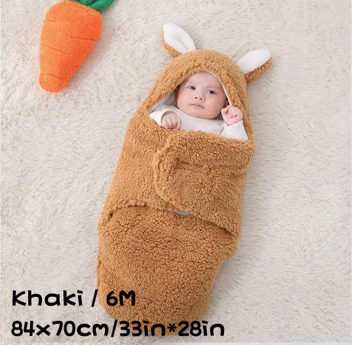 Oluuu. Superweicher Baby-Schlafsack aus flauschigem Fleece – Unisex Neugeborenen-Wickel mit Kopfstütze und -schutz, tragbarer Schlafsack für Jungen und Mädchen