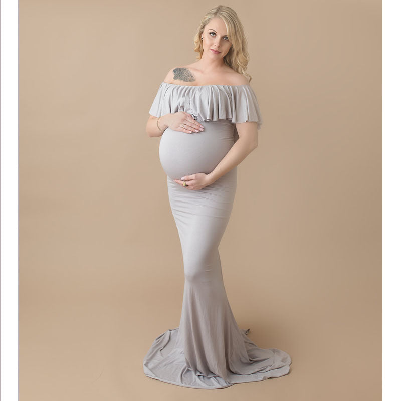 Oluuu. Maternity Dress mit Rüschenkragen aus mercerisierter Baumwolle