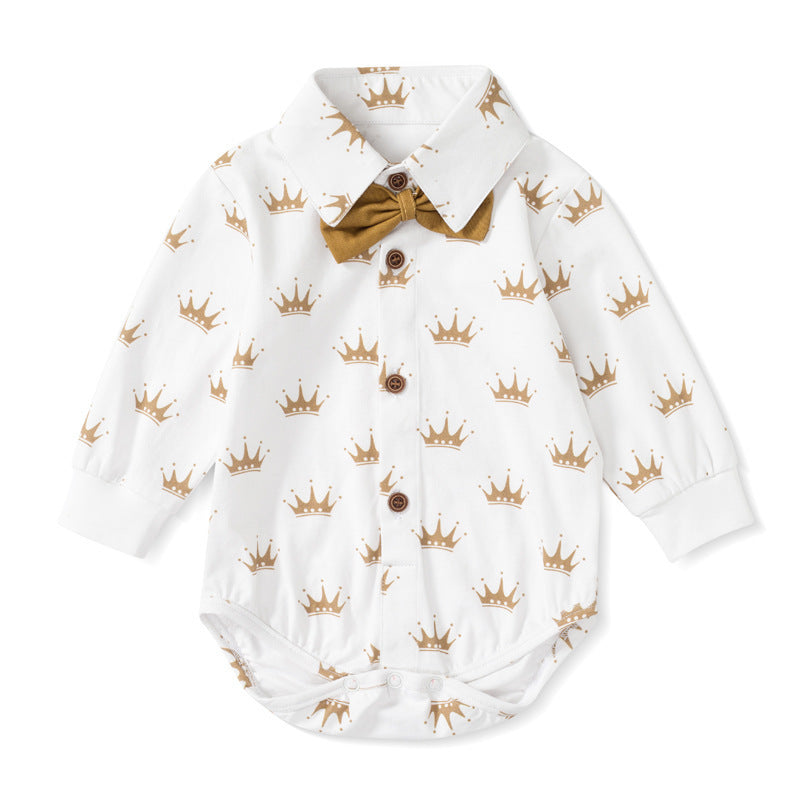 Oluuu. Baby Jungen Gentleman Outfit – Langarm Romper mit Hose und Dreiecksmuster