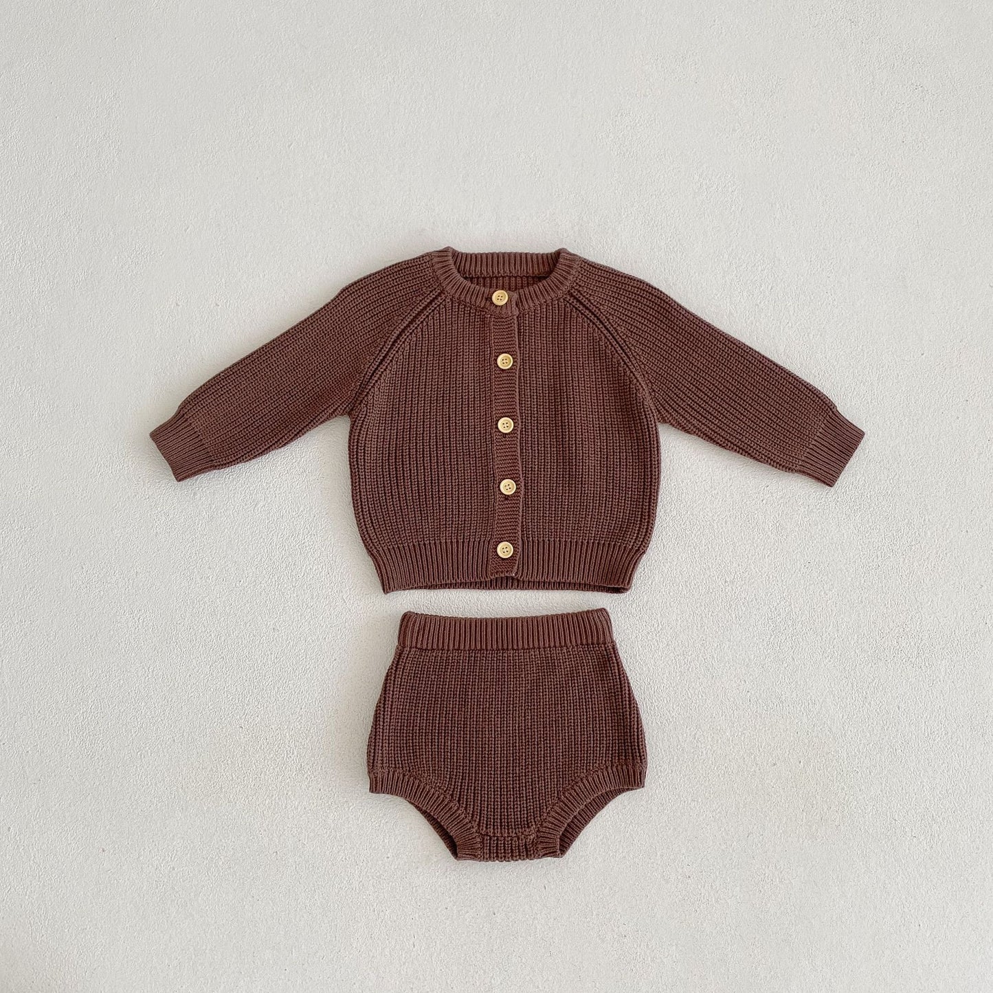 Oluuu. Baby Baumwollgarn Unterhosen und Cardigan – Zwei-Teiler Set