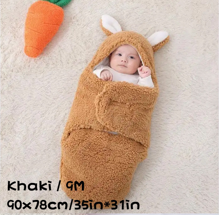 Oluuu. Superweicher Baby-Schlafsack aus flauschigem Fleece – Unisex Neugeborenen-Wickel mit Kopfstütze und -schutz, tragbarer Schlafsack für Jungen und Mädchen