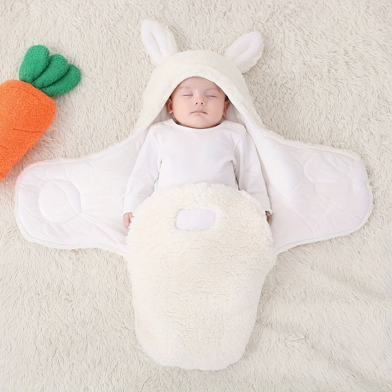 Oluuu. Superweicher Baby-Schlafsack aus flauschigem Fleece – Unisex Neugeborenen-Wickel mit Kopfstütze und -schutz, tragbarer Schlafsack für Jungen und Mädchen