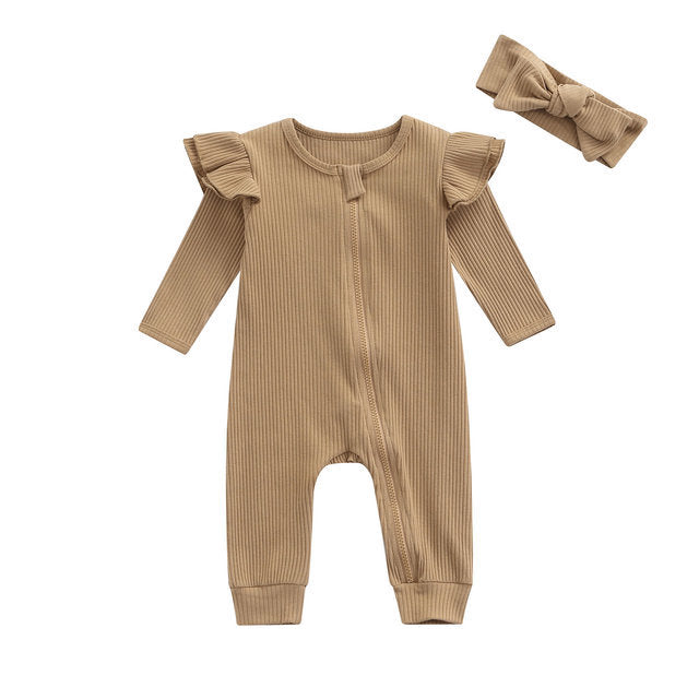 Oluuu. Neugeborene Baby Mädchen Jungen Strampler – 4 Farben, Einfarbig mit Flügeln