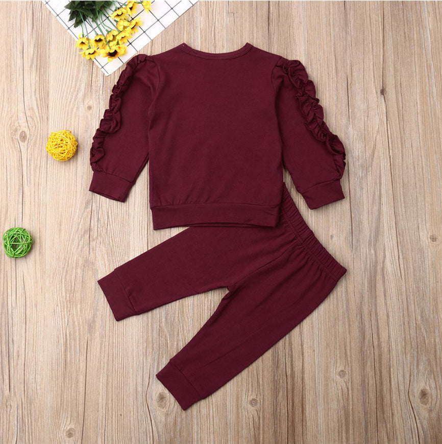 Oluuu. Süßes 2-teiliges Set für Neugeborene – Baby Jungen Mädchen Rüschenshirt mit langen Ärmeln und Hose, Herbstoutfit für Kleinkinder