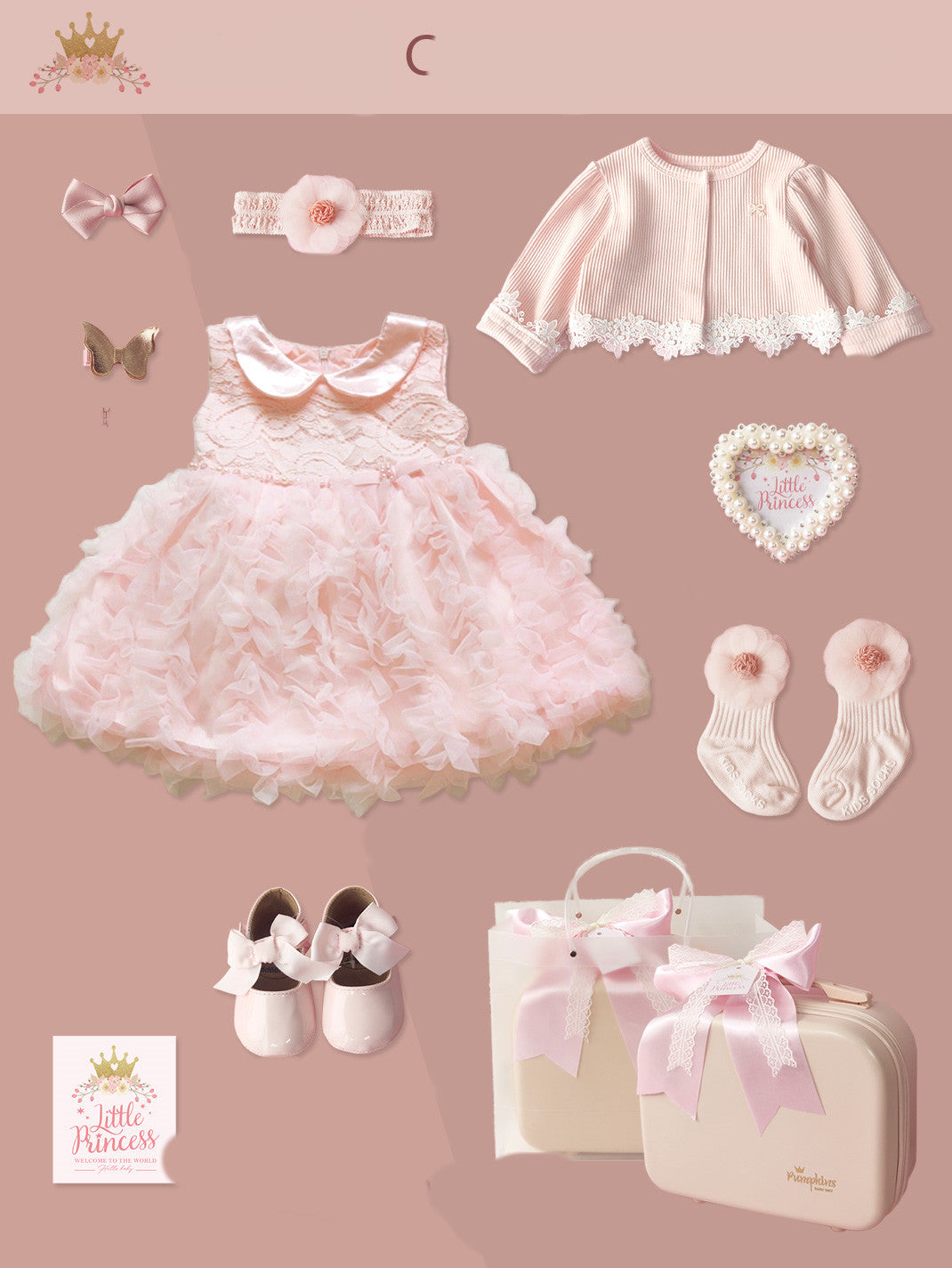 Oluuu. Exklusive Baby-Geschenkbox – Prinzessinnenkleid mit Spitze für kleine Damen