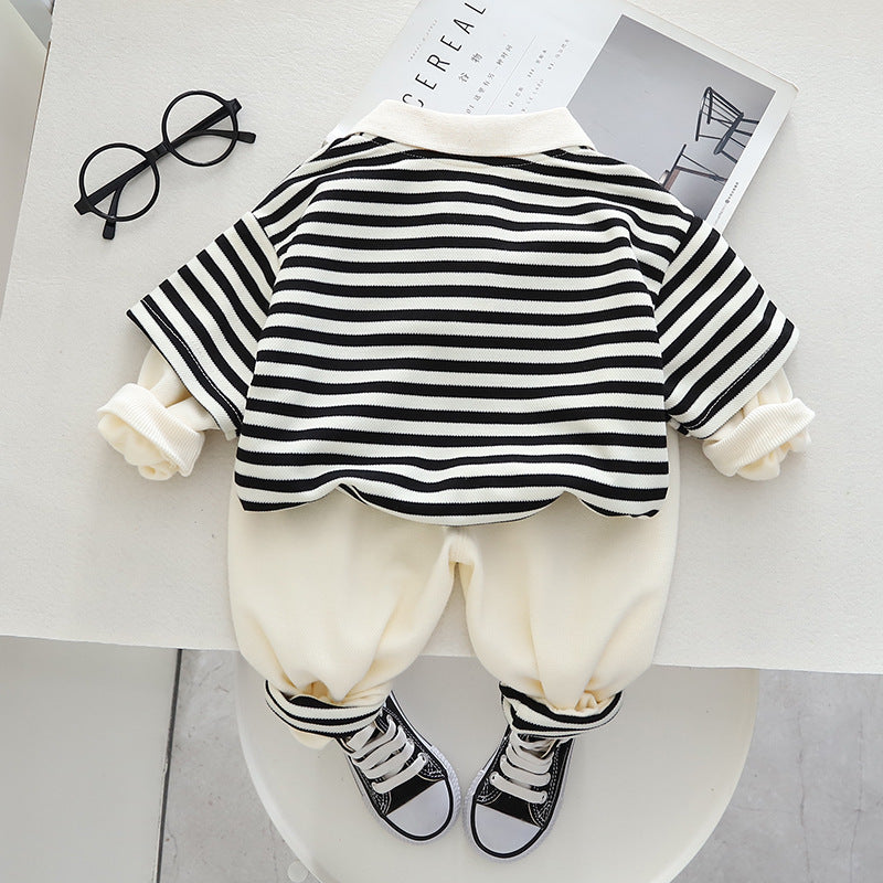 Oluuu. Kinderbekleidung – Fake-2-Teiler Anzug mit Kragen für Baby Jungen