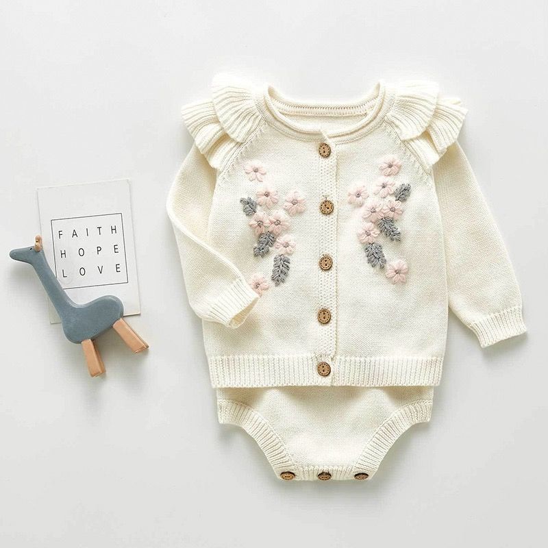 Oluuu. Baby Bestickter Jumpsuit Herbst- und Winter-Prinzessin Ausgehkleidung