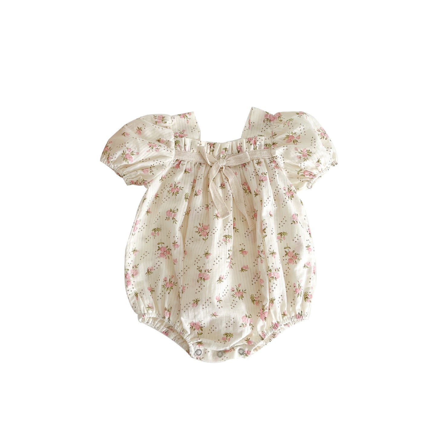 Oluuu. Baby Mädchen Puffärmel Strampler mit Schleifen-Knoten
