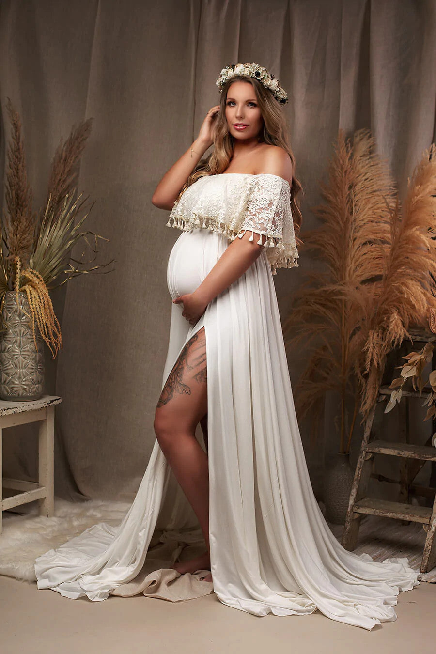 Oluuu. Tassel Schwangerschafts-Fotografie-Kleid – Eleganz und Stil für unvergessliche Erinnerungen