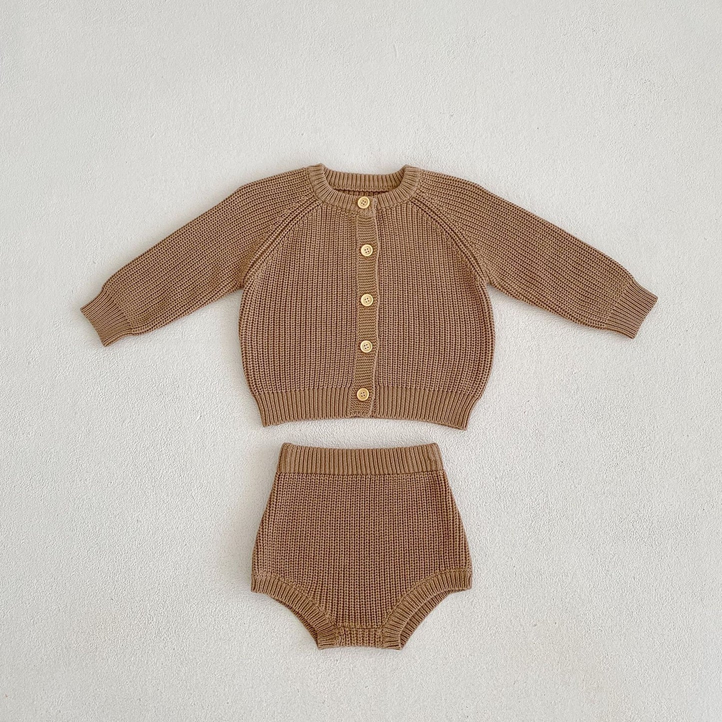Oluuu. Baby Baumwollgarn Unterhosen und Cardigan – Zwei-Teiler Set