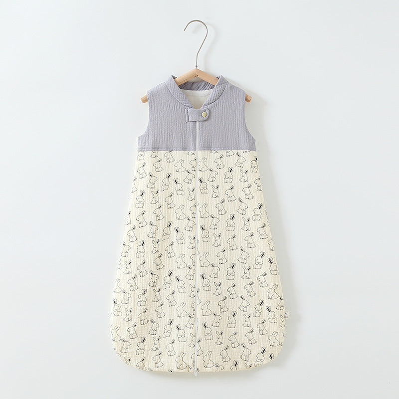 Oluuu. Baby Schlafsack – Doppelter Lagen Patchwork Schlafsack mit Stehkragen und Mull-Weste