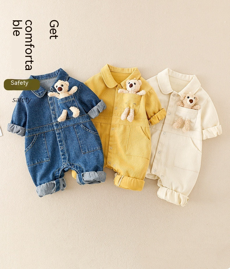Oluuu. Schicker Baby Jungen Denim Jumpsuit im Western-Stil für das Frühlingsfest