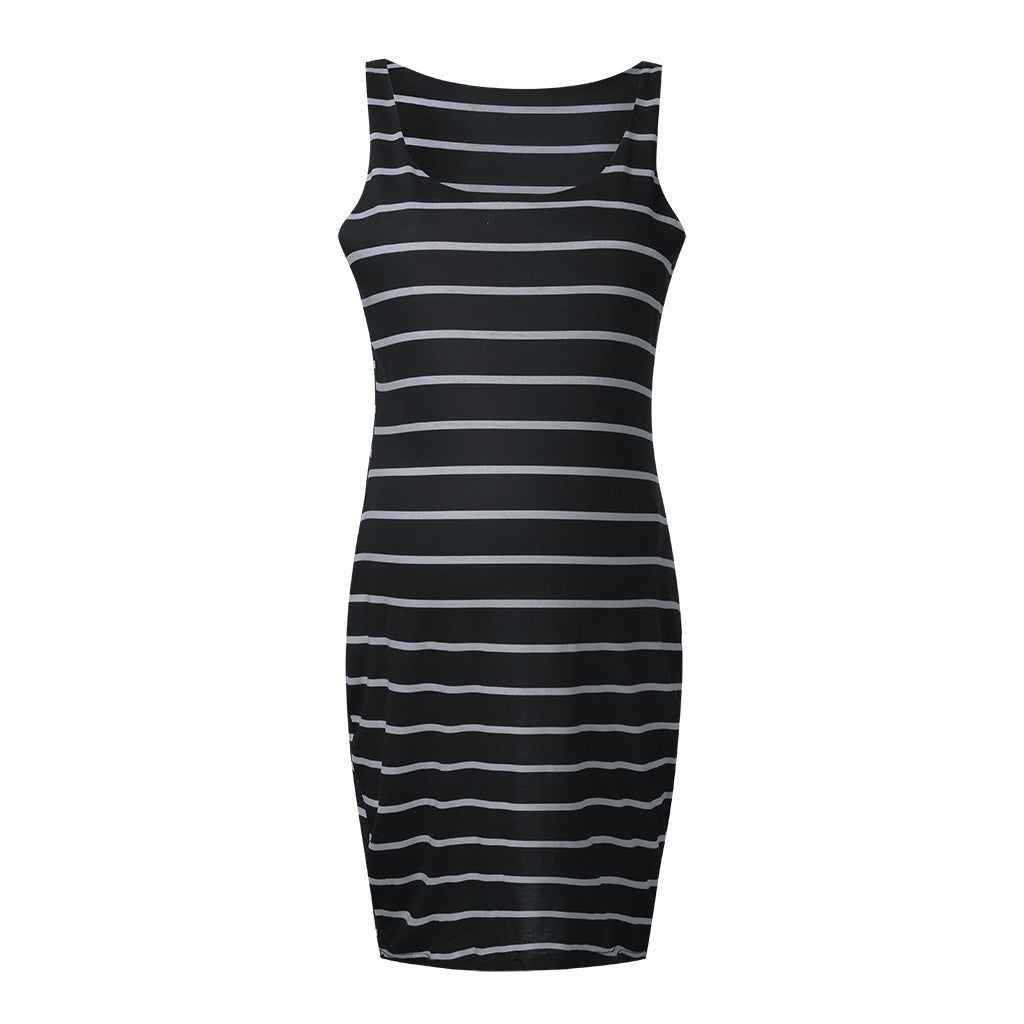 Oluuu. Gestreiftes Umstands-Kleid – Bequemes Maternity Vest Dress für Schwangere