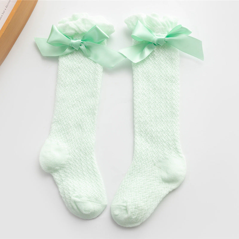 Oluuu. Kinder Baby-Strumpfhose mit Mesh und großem Schleifen-Design – Niedlich und bequem