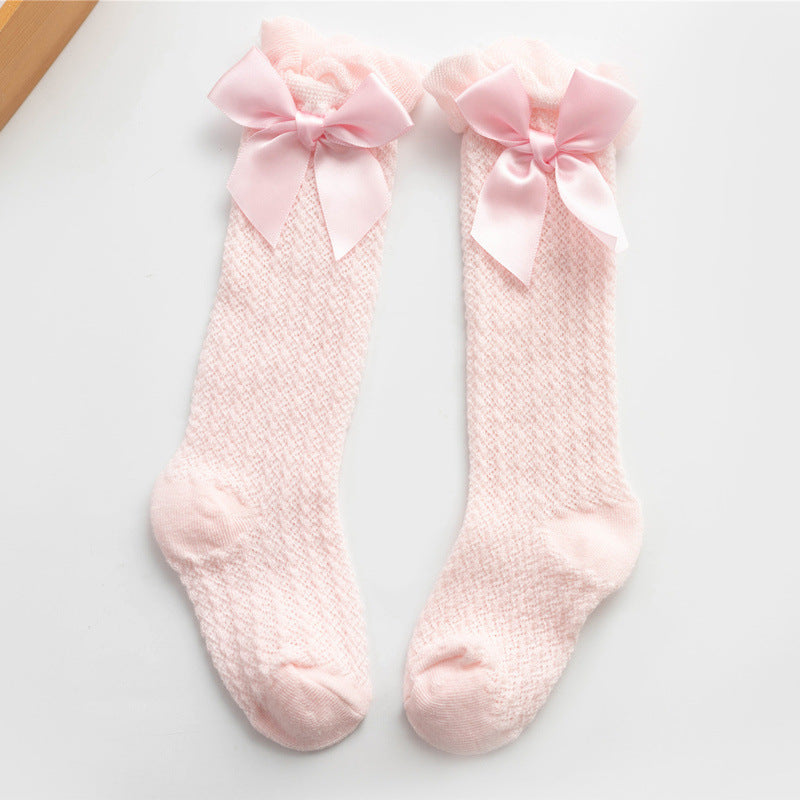 Oluuu. Kinder Baby-Strumpfhose mit Mesh und großem Schleifen-Design – Niedlich und bequem