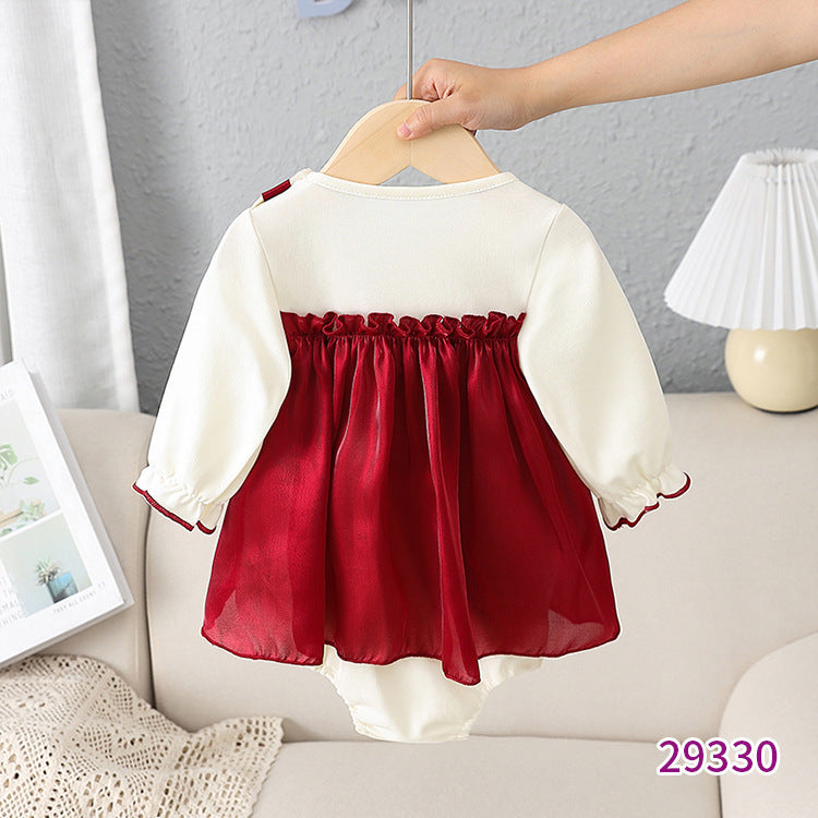 Oluuu. Baby Jumpsuit mit Schleife – Langarm Dreiecks-Romper