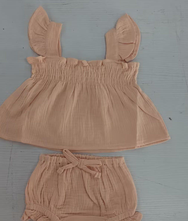 Oluuu. Mädchen Set: Einfarbiges Trägertop mit Hotpants
