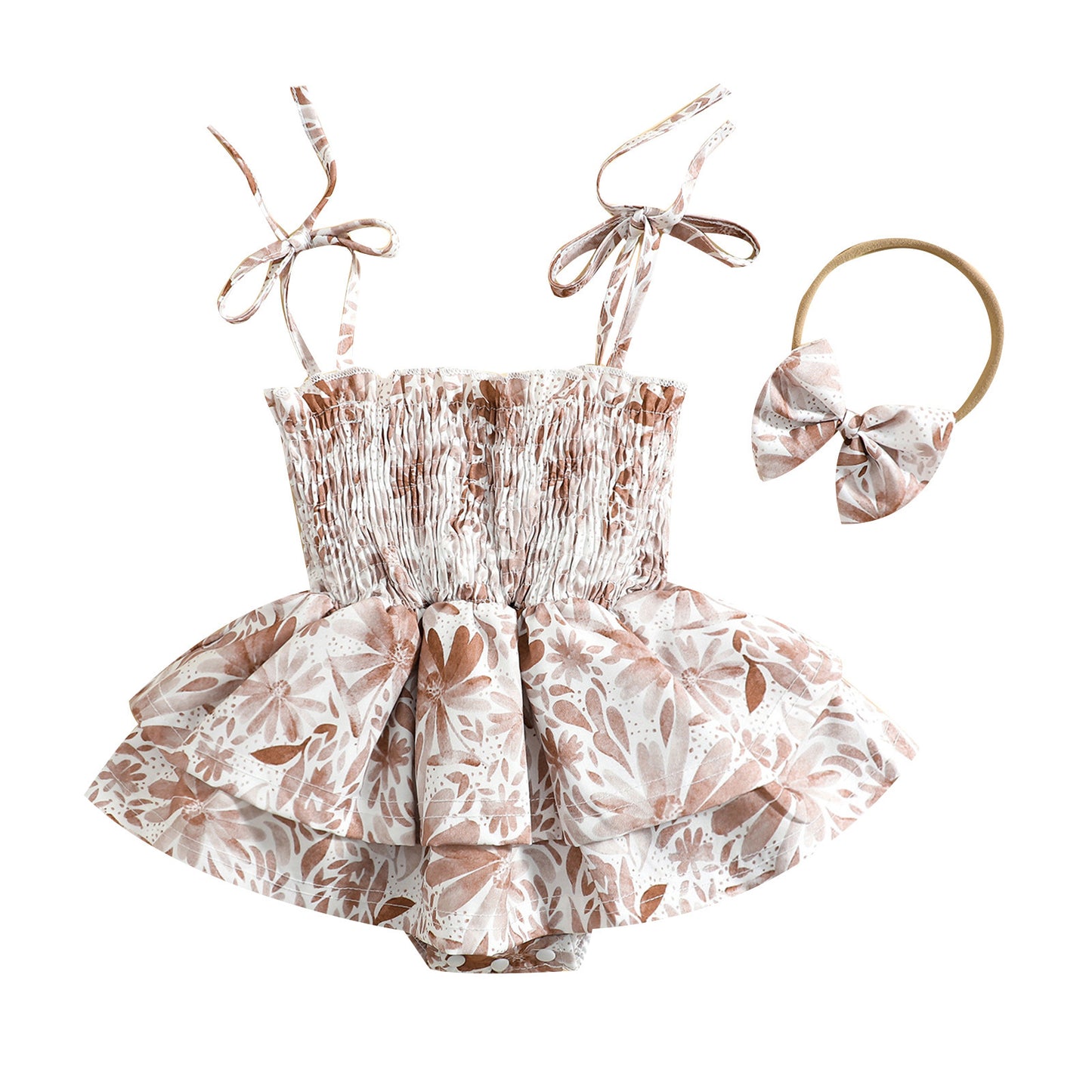 Oluuu. Baby Romper – Blumenmuster, ärmelloser Jumpsuit für Mädchen