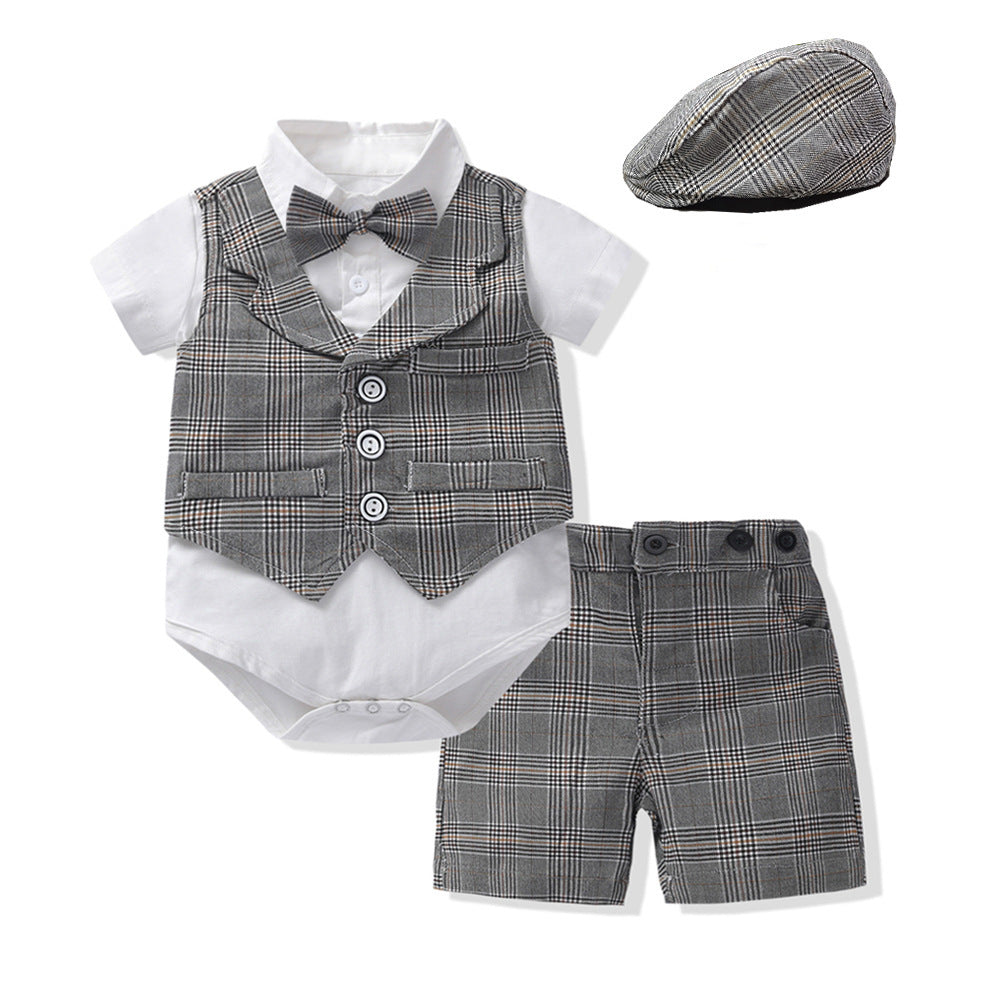 Oluuu. Baby Jungen Gentleman Anzug – Romper mit Weste, Shorts und Fliege