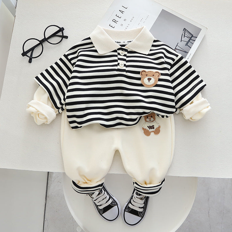 Oluuu. Kinderbekleidung – Fake-2-Teiler Anzug mit Kragen für Baby Jungen