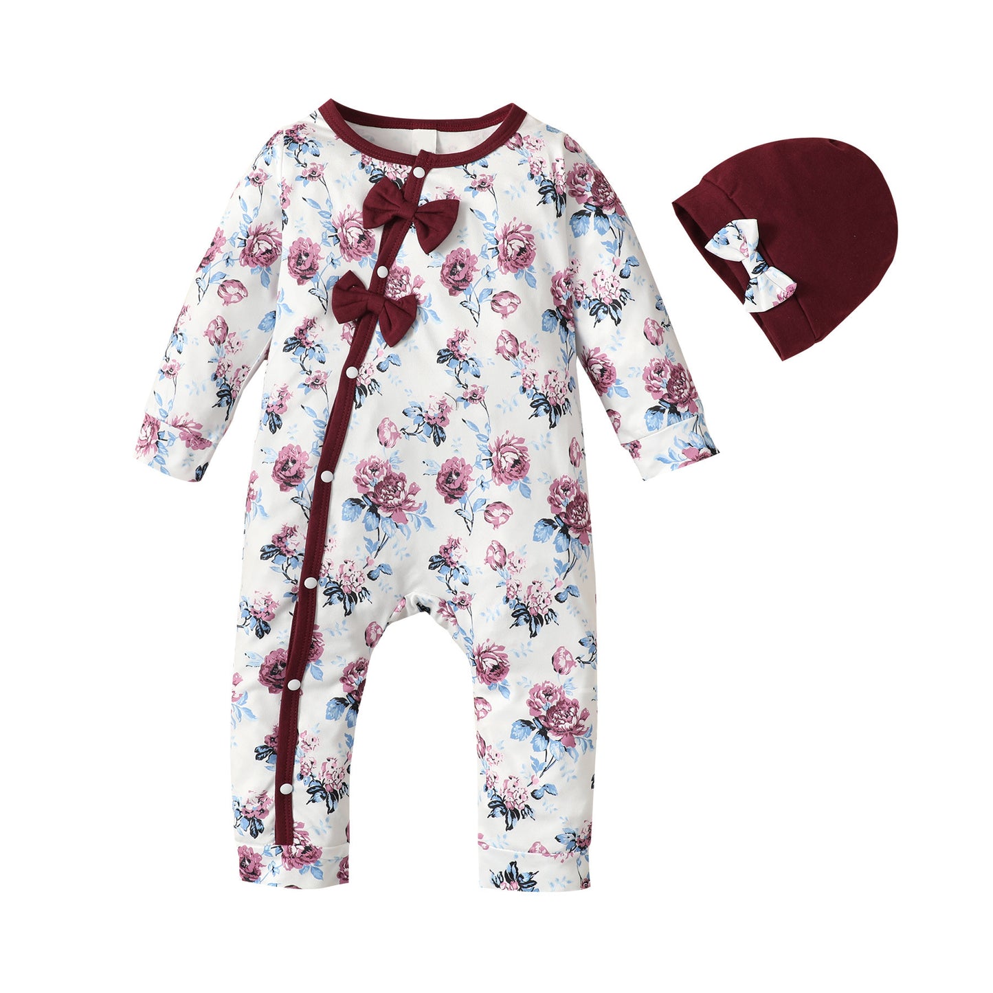 Oluuu. Baby Bestickter Jumpsuit für Herbst und Winter, Prinzessin Ausgehkleidung, Einteiler für Kleinkinder mit floralen Mustern