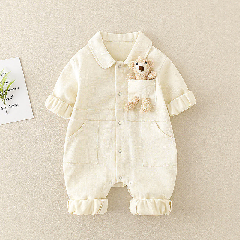 Oluuu. Schicker Baby Jungen Denim Jumpsuit im Western-Stil für das Frühlingsfest