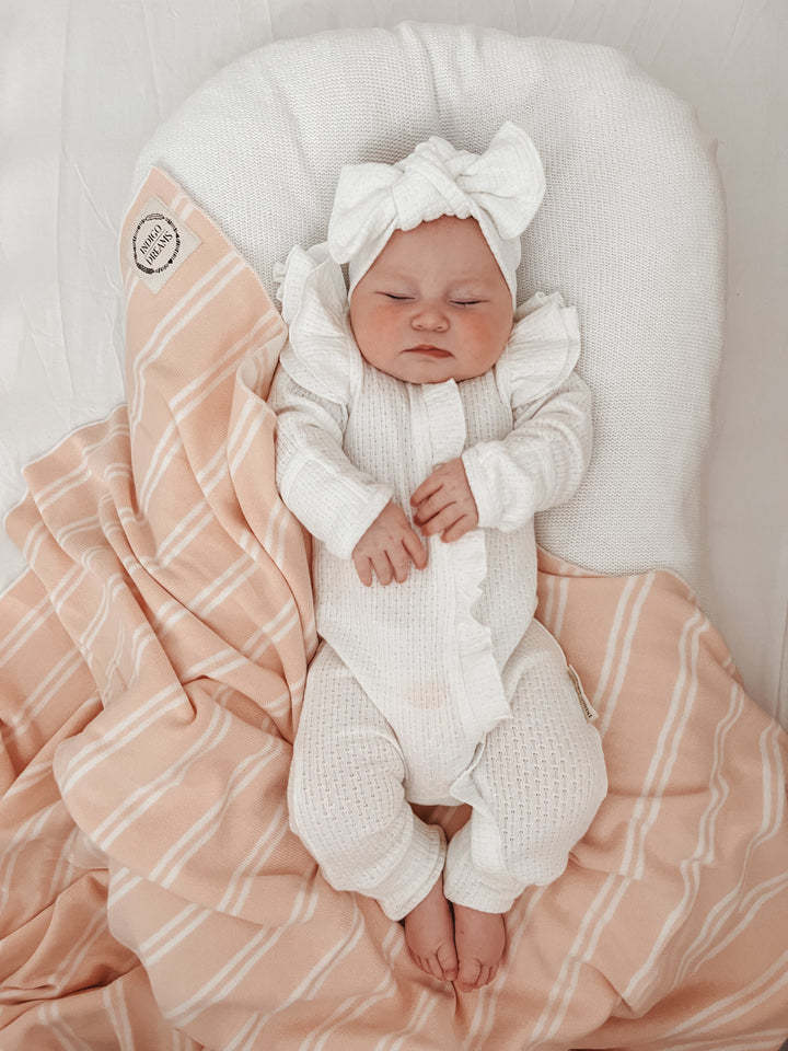 Oluuu. Mädchen Baby Strampler Langarm Gestrickter Stretch Waffelstrick Overall