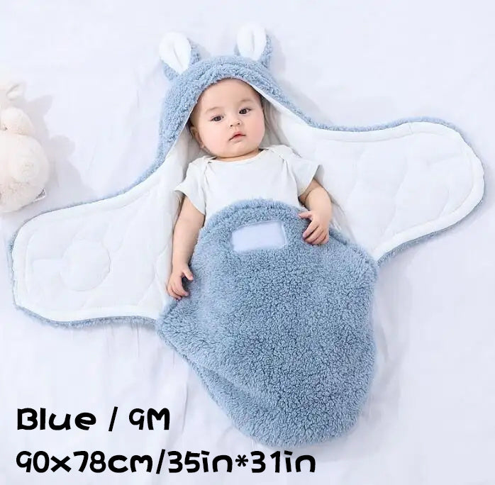 Oluuu. Superweicher Baby-Schlafsack aus flauschigem Fleece – Unisex Neugeborenen-Wickel mit Kopfstütze und -schutz, tragbarer Schlafsack für Jungen und Mädchen