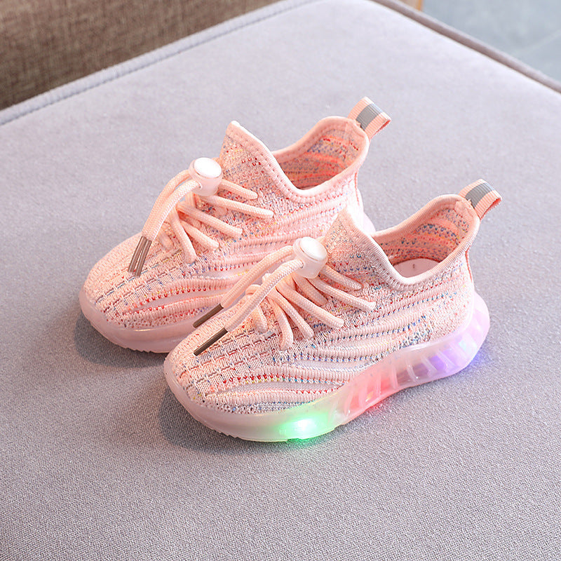 Oluuu. LED-Licht Fly-Knit Sneakers – Atmungsaktive, Bequeme Casual-Schuhe mit weicher Sohle