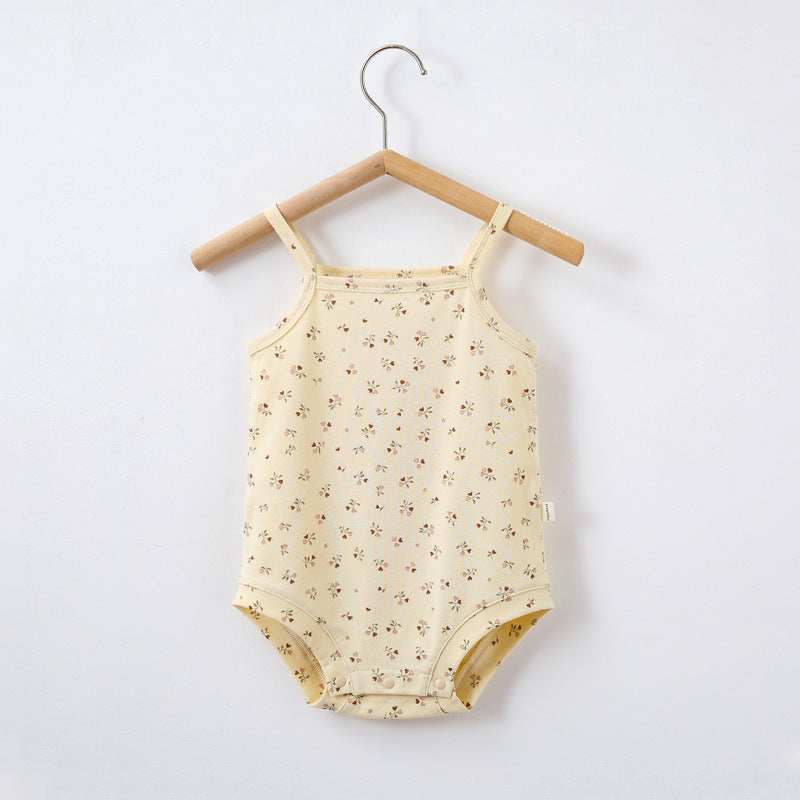 Oluuu. Sommer Ins Style Baby Sling Romper – Baumwoll-Einteiler mit Druckmuster