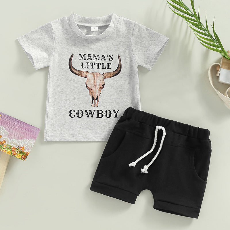 Oluuu. Lässiger Baby Jungen Outfit – Cartoon Kuh-Print Set