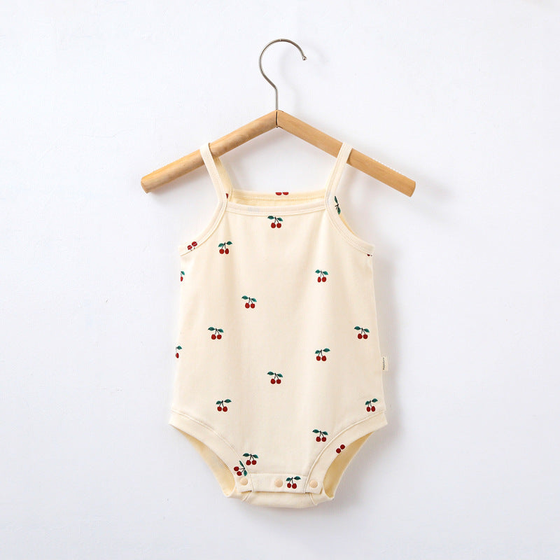 Oluuu. Sommer Ins Style Baby Sling Romper – Baumwoll-Einteiler mit Druckmuster