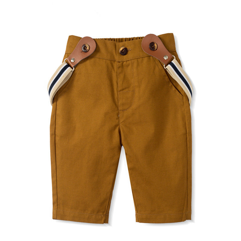 Oluuu. Baby Jungen Gentleman Outfit – Langarm Romper mit Hose und Dreiecksmuster