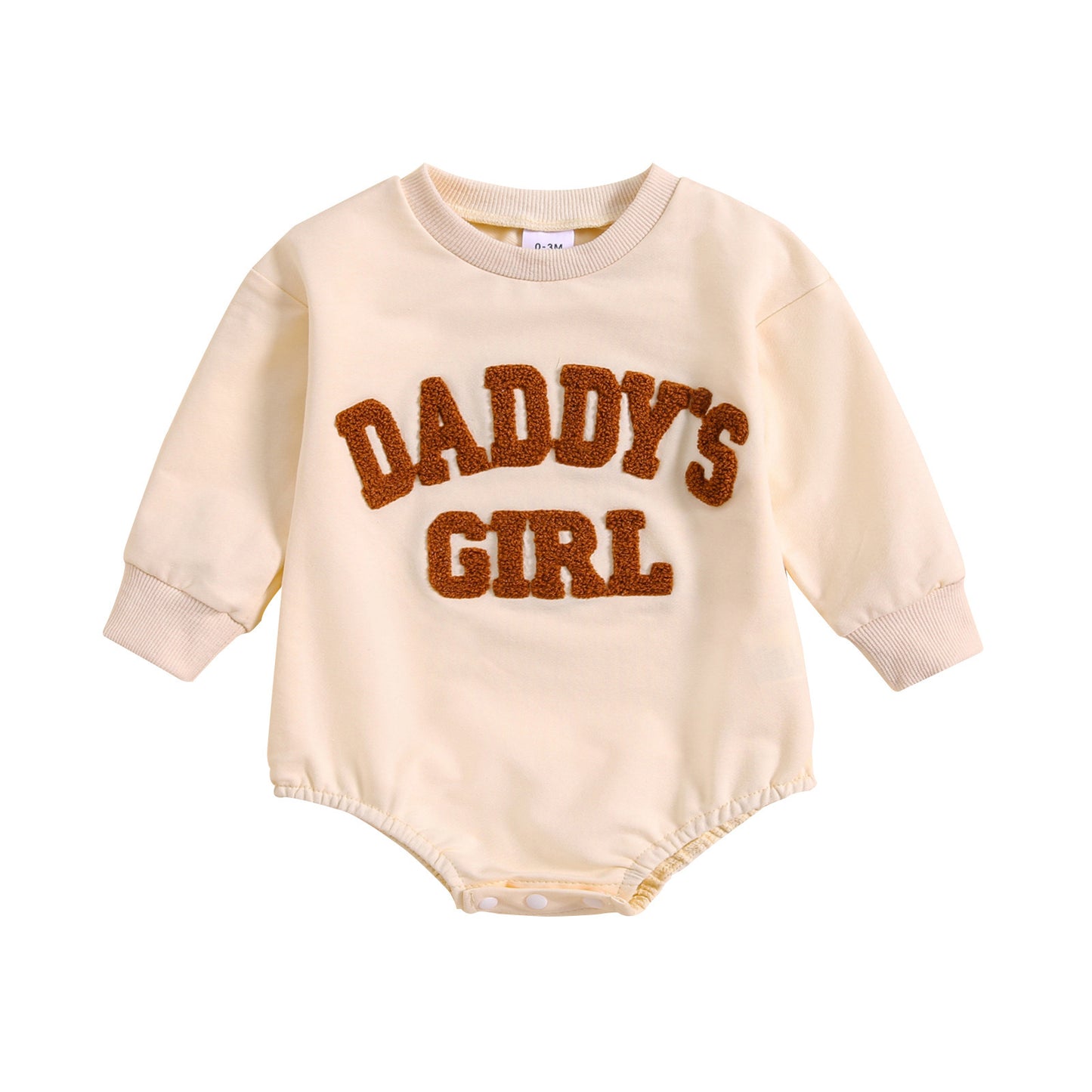 Oluuu. Jungen und Mädchen Langarm-Jumpsuit mit Rundhalsausschnitt, Buchstaben-Print und Blumen-Dreieck