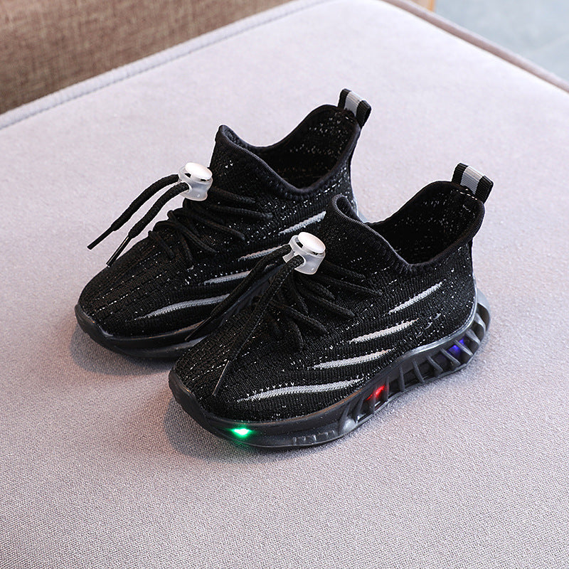 Oluuu. LED-Licht Fly-Knit Sneakers – Atmungsaktive, Bequeme Casual-Schuhe mit weicher Sohle