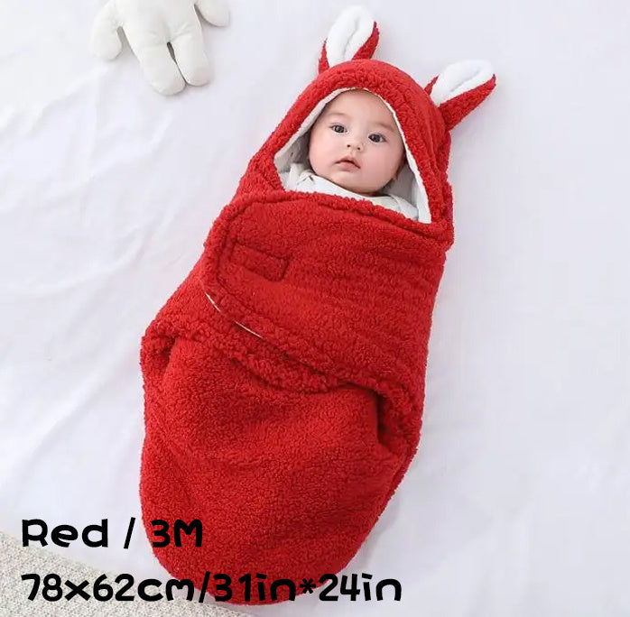 Oluuu. Superweicher Baby-Schlafsack aus flauschigem Fleece – Unisex Neugeborenen-Wickel mit Kopfstütze und -schutz, tragbarer Schlafsack für Jungen und Mädchen