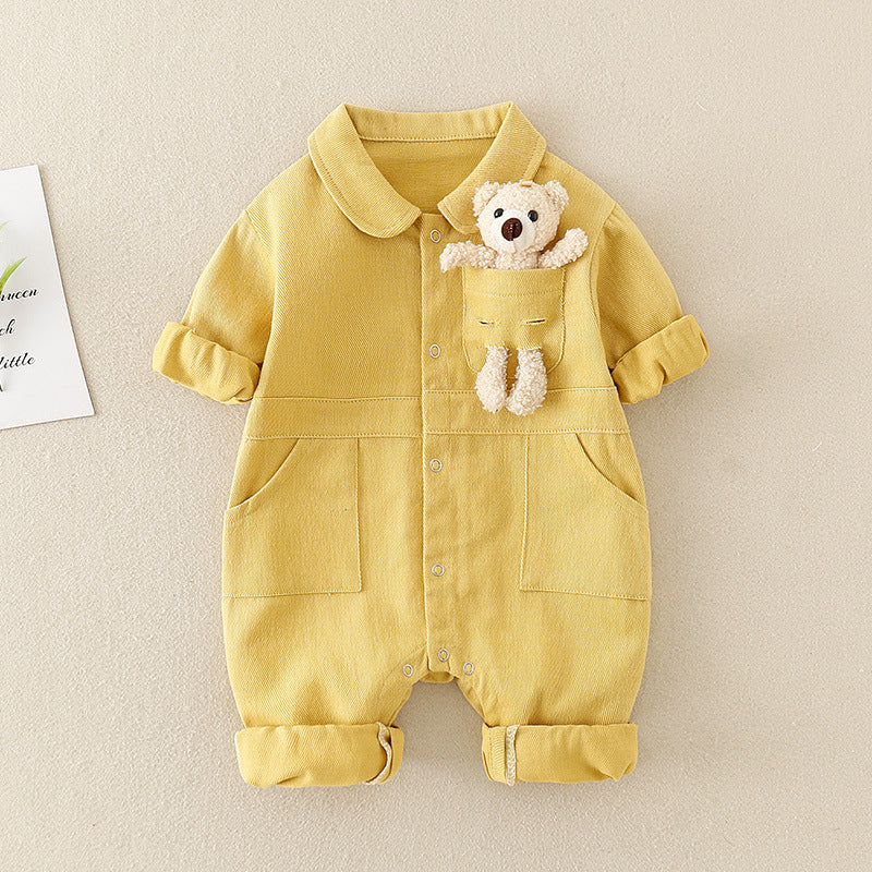 Oluuu. Schicker Baby Jungen Denim Jumpsuit im Western-Stil für das Frühlingsfest