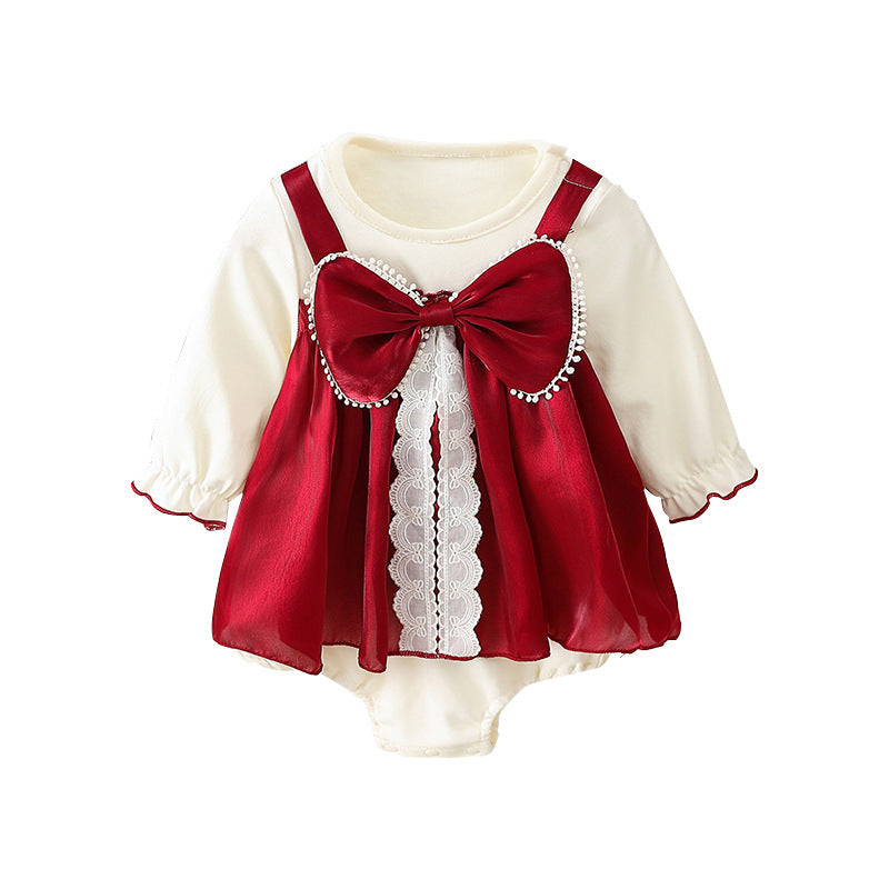Oluuu. Baby Jumpsuit mit Schleife – Langarm Dreiecks-Romper