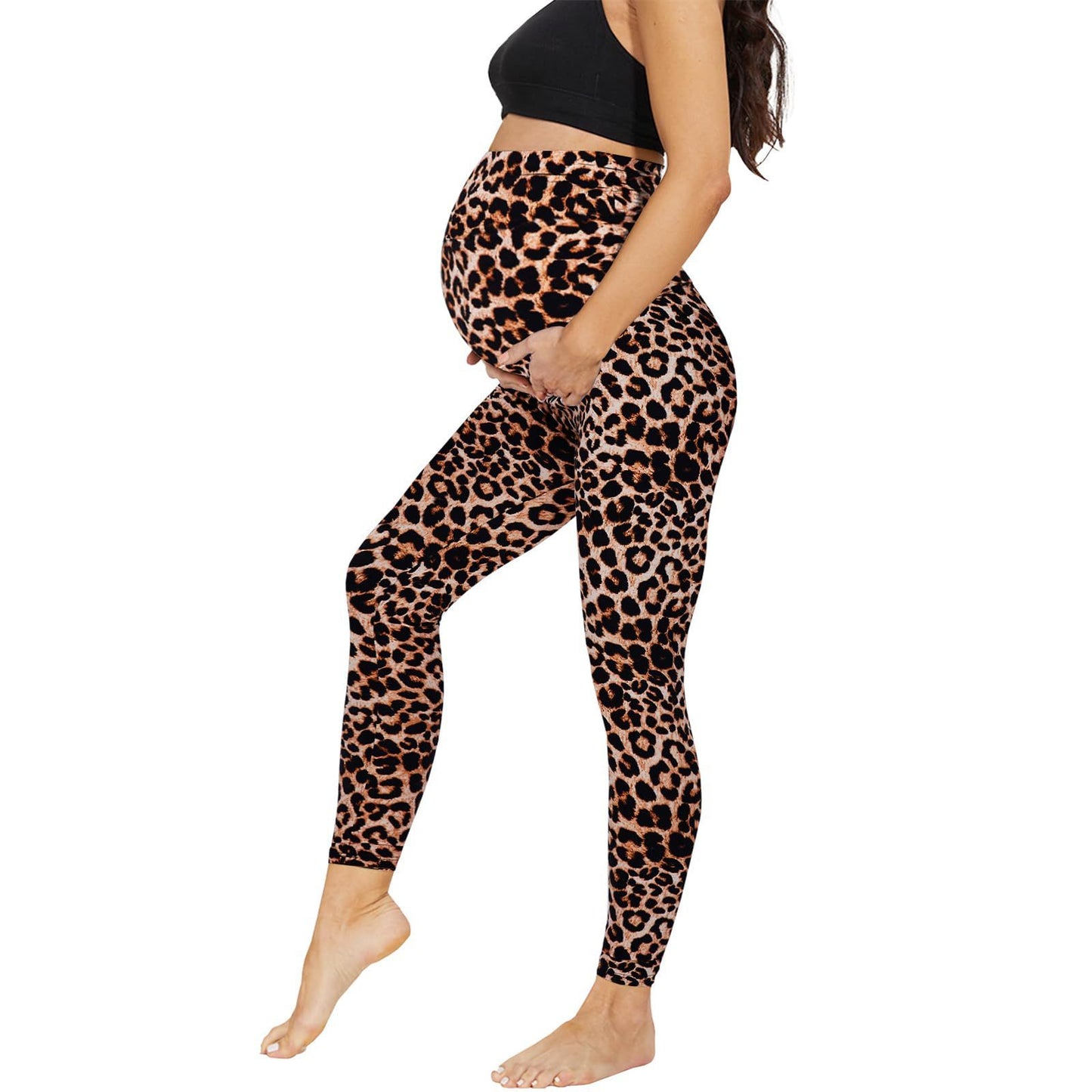 Oluuu. Schwangerschafts-Leggings im High-Waist-Design, Cropped und Casual
